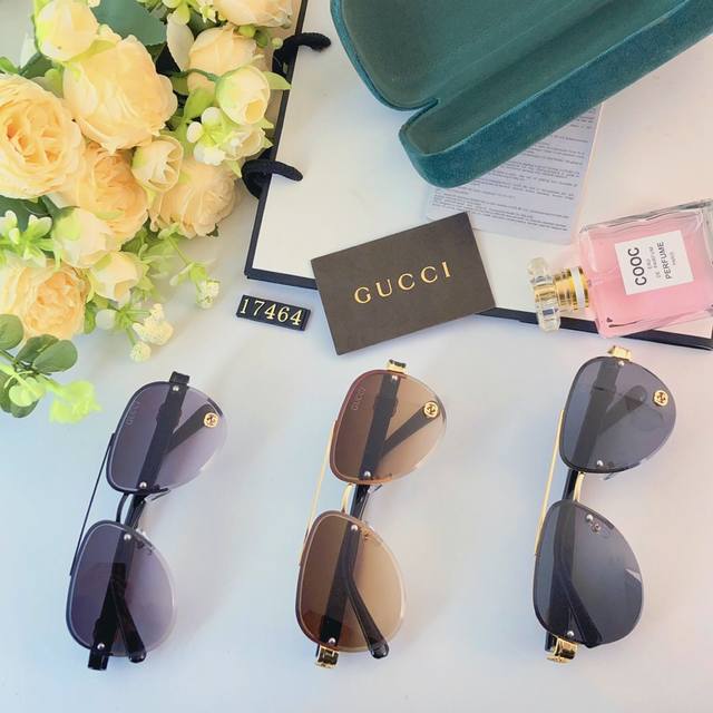 Gucci新款男款太阳镜 圆镜时尚潮流休闲墨镜 出游太阳眼镜